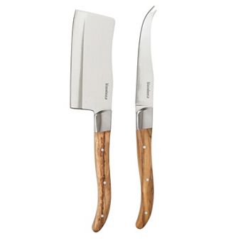 Bloomhouse 2 pc German Steel Cheese Knife Set with Olive Wood Handles for Charcuterie