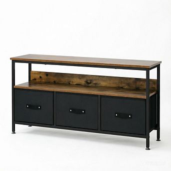 47.2" Modern Dresser TV Stand with 3 Drawers, Entertainment Center with Open Shelf
