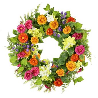 Summer Daisy Green Leaf Farmhouse Wreath