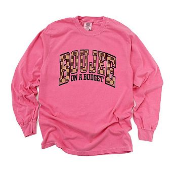 Boujee On A Budget Checkered Garment Dyed Long Sleeve Tees