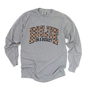 Boujee On A Budget Checkered Garment Dyed Long Sleeve Tees
