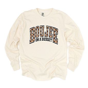 Boujee On A Budget Checkered Garment Dyed Long Sleeve Tees