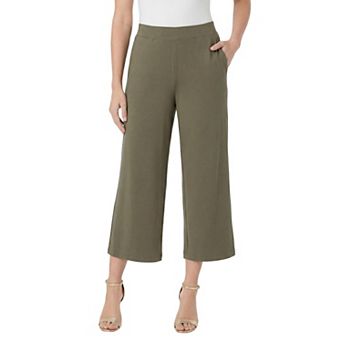 Roaman's Women's Plus Size Ultra Drape Wide-Leg Pull-On Capri Pants