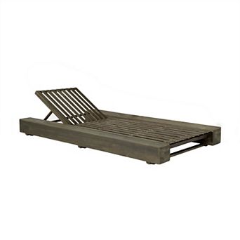 Merax Outdoor Chaise Lounge with Acacia Wood Frame (Cushion Not Included)