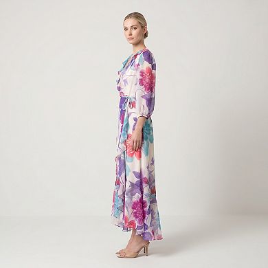 Women's Maison Tara Romantic Floral Chiffon Maxi Dress