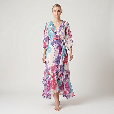 Women's Maison Tara Romantic Floral Chiffon Maxi Dress