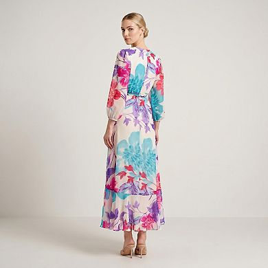 Women's Maison Tara Romantic Floral Chiffon Maxi Dress