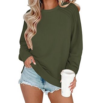 Zeagoo Womens Long Sleeve Casual Tunic Tops Loose Pleated Blouses for Fall Daily Outfits