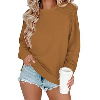 Zeagoo Womens Long Sleeve Casual Tunic Tops Loose Pleated Blouses for Fall Daily Outfits