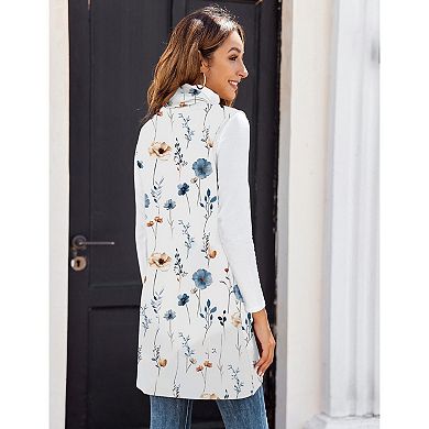 Zeagoo Womens Sleeveless Long Vest Open Front Draped Cardigan Layering Wear with Pockets