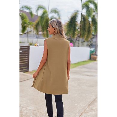 Zeagoo Womens Sleeveless Long Vest Open Front Draped Cardigan Layering Wear with Pockets