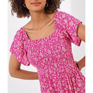 Joe Browns Women's Plus Size Square Neck Smocked Crinkle Maxi Dress