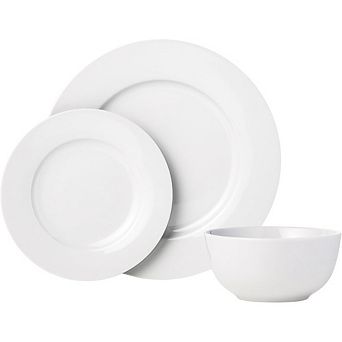 JUANWANG 18 pc White Porcelain Dinnerware Set, Service for 6, Microwave & Dishwasher Safe