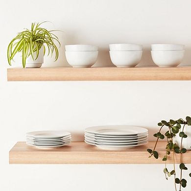 JUANWANG 18-Pc White Porcelain Dinnerware Set, Service for 6, Microwave & Dishwasher Safe