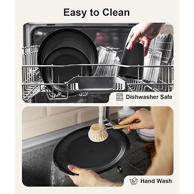 JUANWANG 24-Pc Unbreakable Dinnerware Set for 6, Microwave & Dishwasher Safe, Black