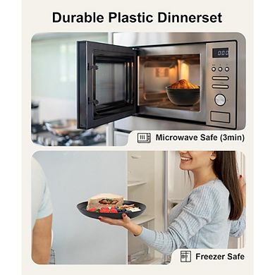 JUANWANG 24-Pc Unbreakable Dinnerware Set for 6, Microwave & Dishwasher Safe, Black