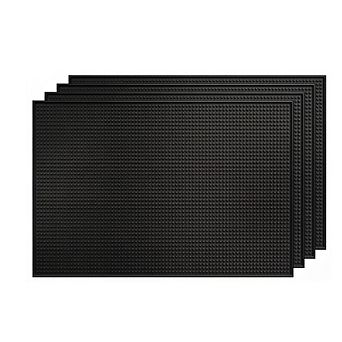 JUANWANG 4-Pack 18"x12" Black Silicone Bar Mats, Non-Slip Counter Protectors for Drinks