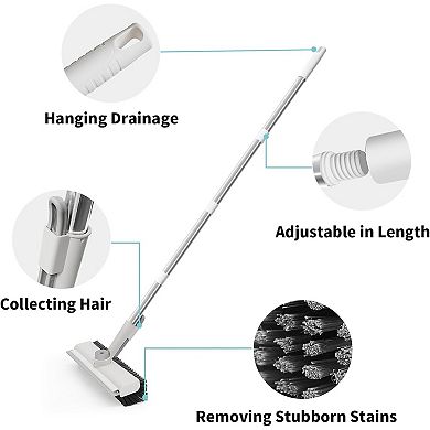 Floor Scrub Brush with Long Handle Stiff Bristle Heavy Duty