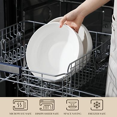 JUANWANG 2-Pc 10" White Porcelain Serving Bowls, 114oz Extra Large Salad Bowls Set