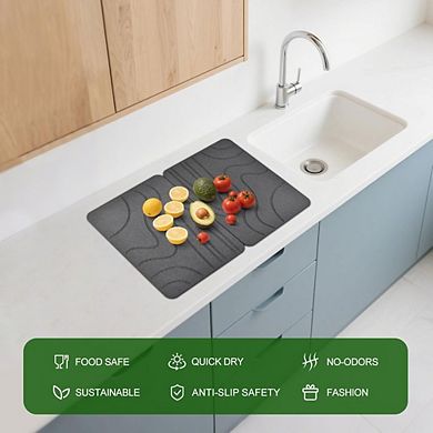 Zoulao 2-Pack Stone Drying Mat, 16x12", Quick Dry Diatomaceous Earth, No Residue.