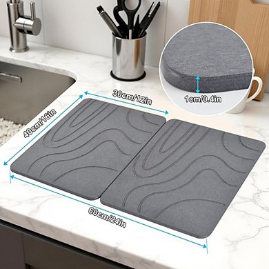 Zoulao 2-Pack Stone Drying Mat, 16x12", Quick Dry Diatomaceous Earth, No Residue.