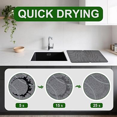Zoulao 2-Pack Stone Drying Mat, 16x12", Quick Dry Diatomaceous Earth, No Residue.