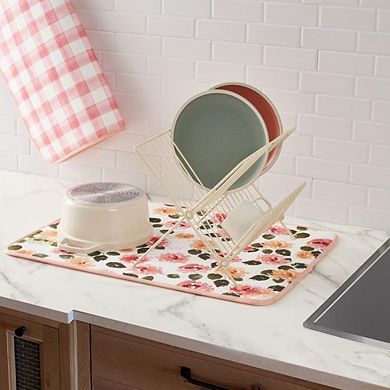 Zoulao 2-Pack Printed Dish Drying Mats, 18x24", Absorbent Reversible Microfiber.