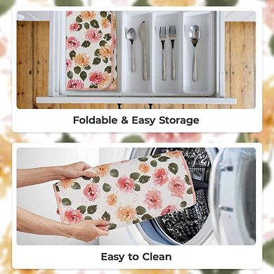 Zoulao 2-Pack Printed Dish Drying Mats, 18x24", Absorbent Reversible Microfiber.