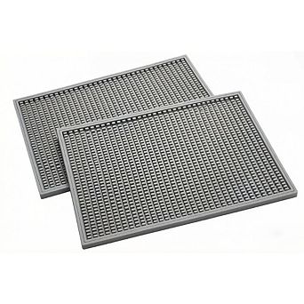 Zoulao 2-Pack Gray Rubber Bar Mats, 18x12", Non-Slip, Airflow Design, Multi-Use.