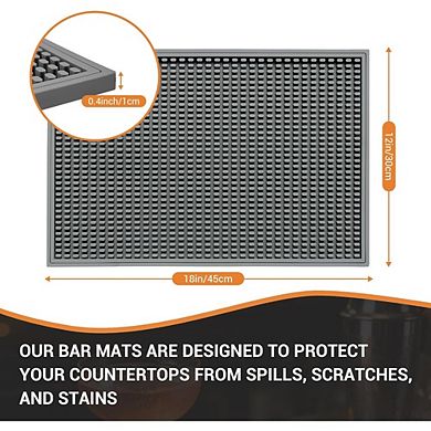 Zoulao 2-Pack Gray Rubber Bar Mats, 18x12", Non-Slip, Airflow Design, Multi-Use.