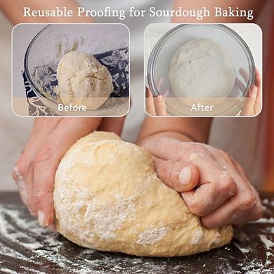 JUANWANG 4.7Qt Sourdough Proofing Bowl with Lid, Clear Glass Mixing Bowl, Kitchen Storage