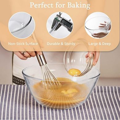 JUANWANG 4.7Qt Sourdough Proofing Bowl with Lid, Clear Glass Mixing Bowl, Kitchen Storage