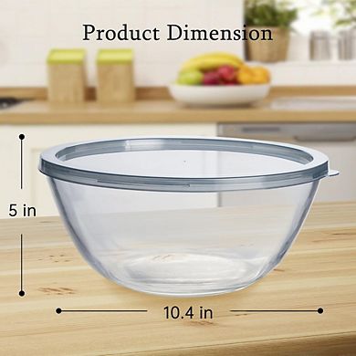 JUANWANG 4.7Qt Sourdough Proofing Bowl with Lid, Clear Glass Mixing Bowl, Kitchen Storage