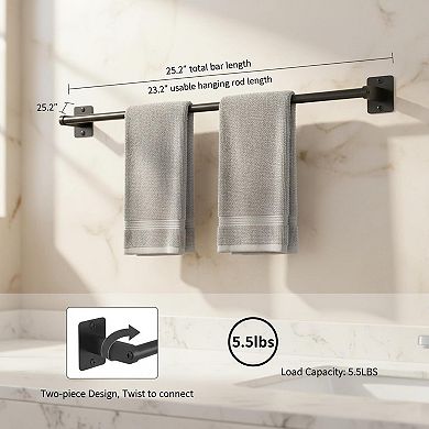 10-Piece Bathroom Hardware Set 24" Towel Bar Ring Toilet Paper Holder Hooks Black Wall Mounted