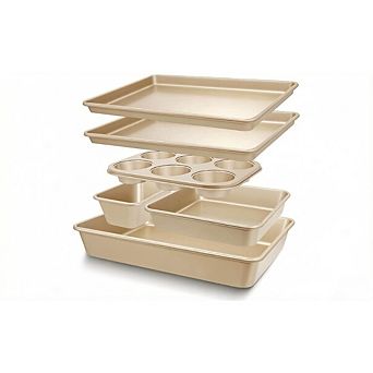 JUANWANG 6 pc Nonstick Bakeware Set, Carbon Steel, Stackable, Oven Safe