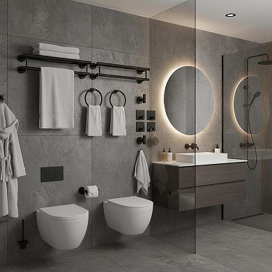 14 Pieces Matte Black Bathroom Accessory Set Stainless Steel Hardware Wall Mounted Towel Bar Racks