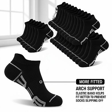12 Pairs Mens Ankle Socks Athletic Casual Low Cut Breathable Arch Support Heel Tab Durable