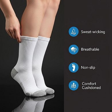 Mens Womens Crew Socks Cushion Breathable Arch Support Durable 6 Pairs