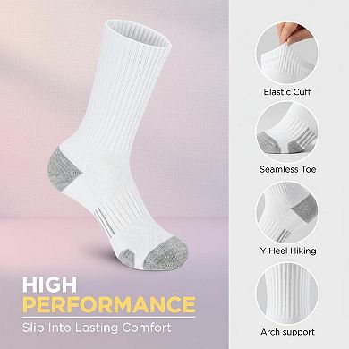 Mens Womens Crew Socks Cushion Breathable Arch Support Durable 6 Pairs