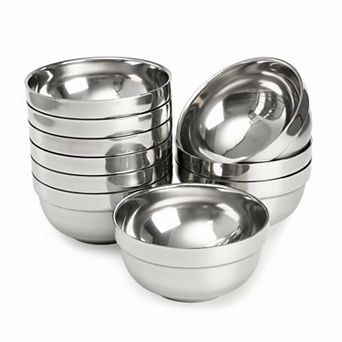 10 Pack Stainless Steel Double Wall Bowls 15 Oz Insulated Serving Dishes For Kitchen Party