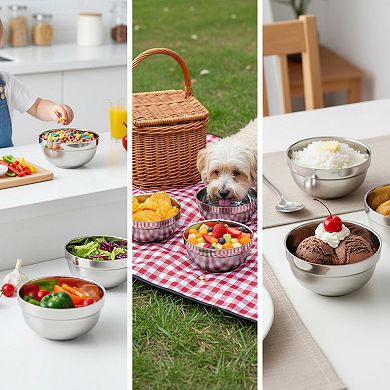10 Pack Stainless Steel Double Wall Bowls 15 Oz Insulated Serving Dishes For Kitchen Party