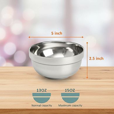 10 Pack Stainless Steel Double Wall Bowls 15 Oz Insulated Serving Dishes For Kitchen Party