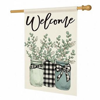 Eucalyptus Mason Jar Spring Summer House Flag Double Sided Durable Polyester Welcome Yard Outdoor