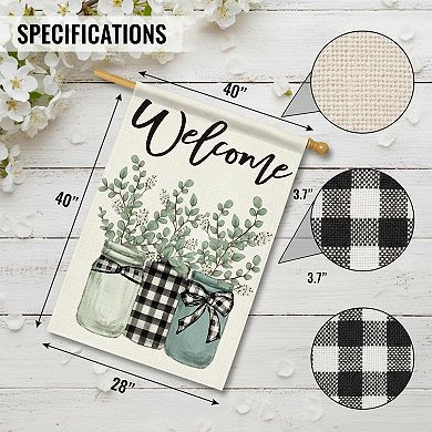 Eucalyptus Mason Jar Spring Summer House Flag Double Sided Durable Polyester Welcome Yard Outdoor