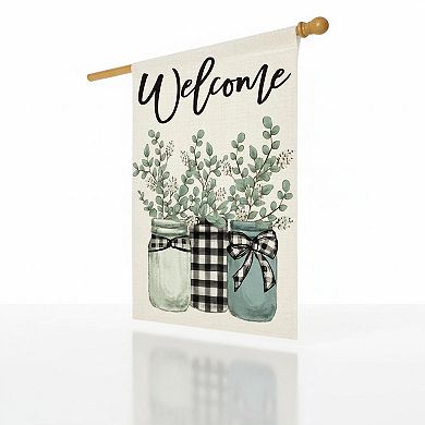 Eucalyptus Mason Jar Spring Summer House Flag Double Sided Durable Polyester Welcome Yard Outdoor
