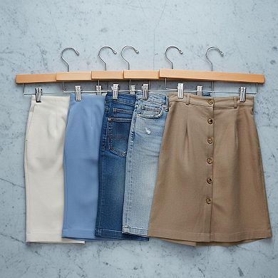 10 Pack Solid Lotus Wood Pants Skirt Hangers Adjustable Clips 360 Hook Heavy Duty