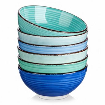 27 Oz 6 pc Ceramic Cereal Bowl Set Microwave Dishwasher Safe