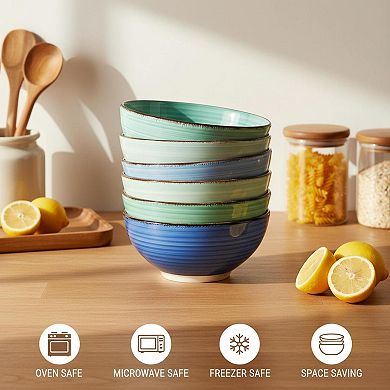 27 Oz 6 Piece Ceramic Cereal Bowl Set Microwave Dishwasher Safe