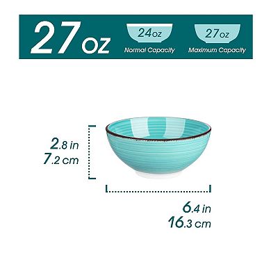 27 Oz 6 Piece Ceramic Cereal Bowl Set Microwave Dishwasher Safe