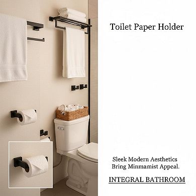 10-Piece Matte Black Bathroom Hardware Set SUS304 Stainless Steel Towel Bar Rack Kit